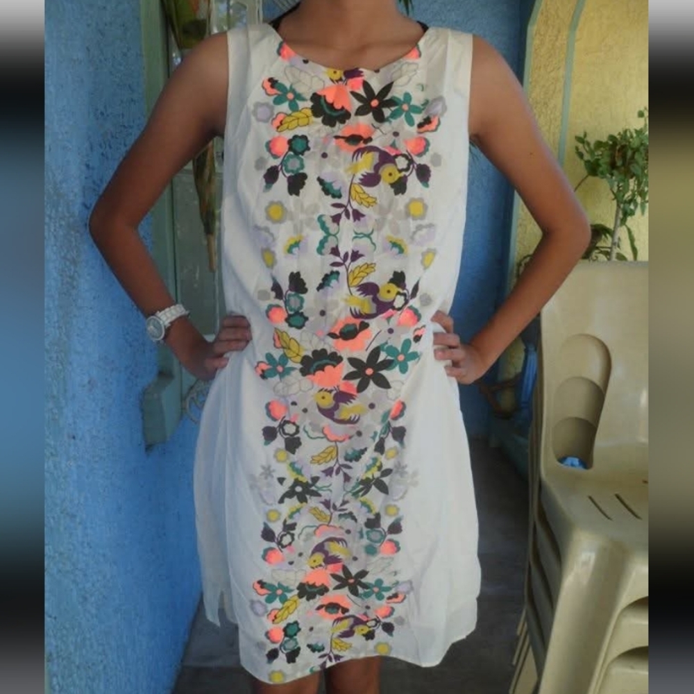 Merona White Floral Embroidered Mini Dress